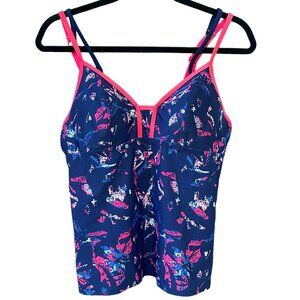 Lolë Swimsuit Azura Tankini-sz M-Blue Underwire UPF Beach Vacation Swimsuit Top